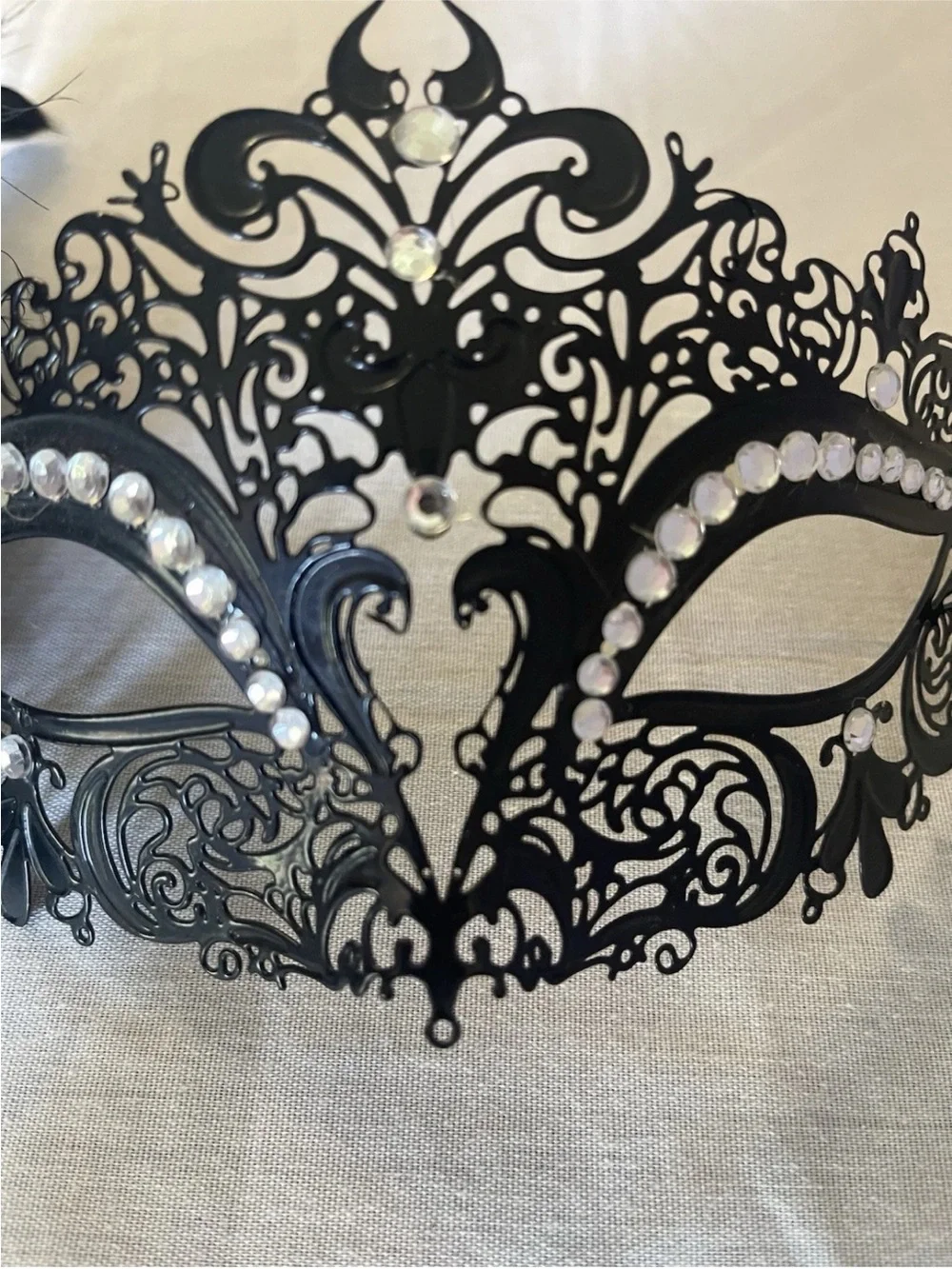 Black Crystal Filigree Venetian Masquerade Mask